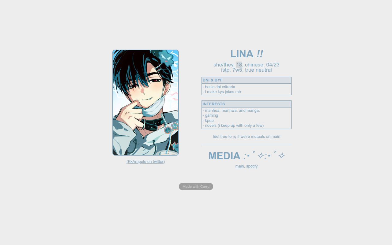 Carrd profile picture for @weiying